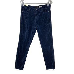 Well Worn Womens High Rise Luxe Velvet Tapered Pant 5 Pockets Size 6/28 Blue